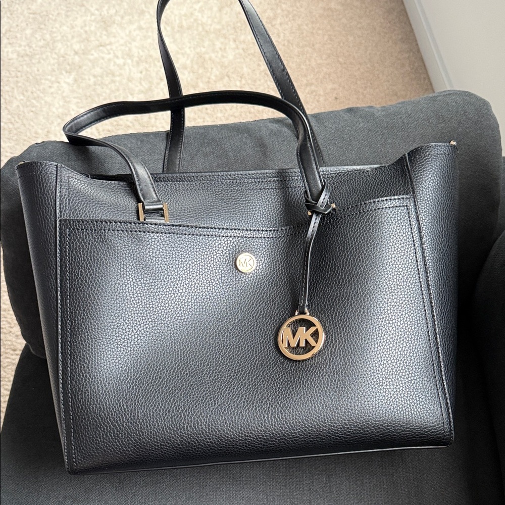 Michael Kors Black Textured Tote with Clutch